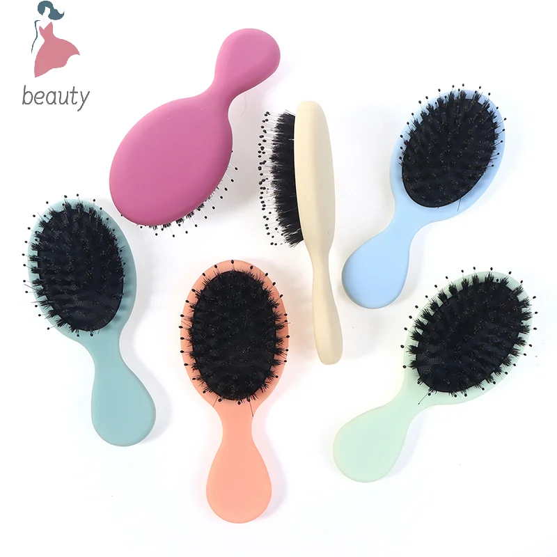 1PC Oval Boar Bristle & Nylon Hair Comb Mini Anti-static Hair Scalp Massage Comb Hairbrush Salon Hair Care Brush Styling Tool