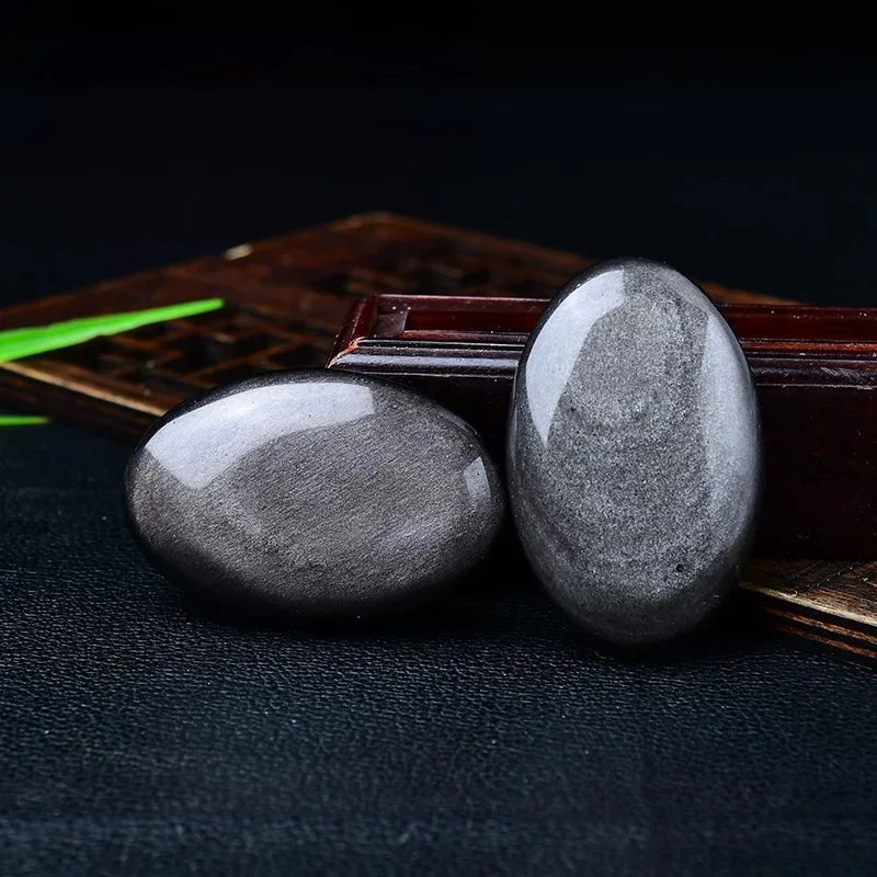 حجر النخيل السج الفضي اللامع كريستال مصقول طبيعي للتأمل وموازنة الشقرا وتخفيف التوتر