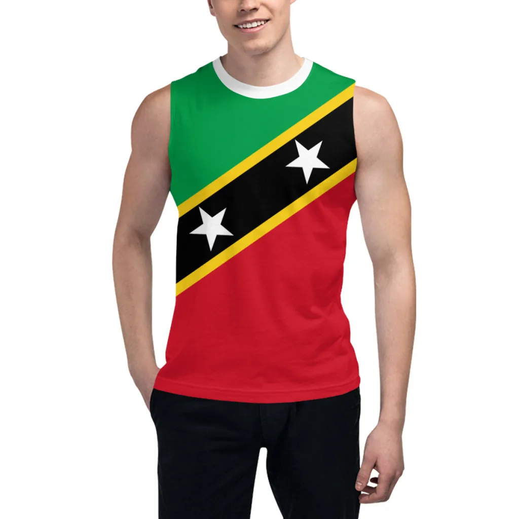 Sleeveless T-shirt Saint Kitts and Nevis Flag 3D Men's Boys Tshirt Gyms Tank Tops Fitness Joggers Basketball Training Vest