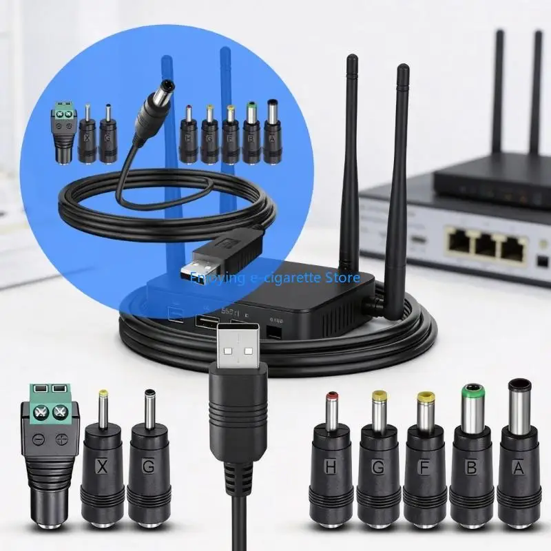 USB 5V to DC12V/9V Power Cable USB to DC5521 Backup Power Cable for Routers Y4QF