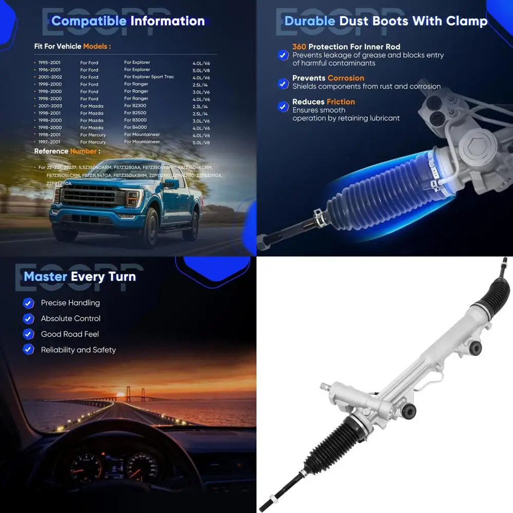 

ECCPP полная рулевая рейка с усилителем и шестерней в сборе для Ford Explorer 1995-2002, для Ford Ranger 1998-2000, для Mazda B2500 B30