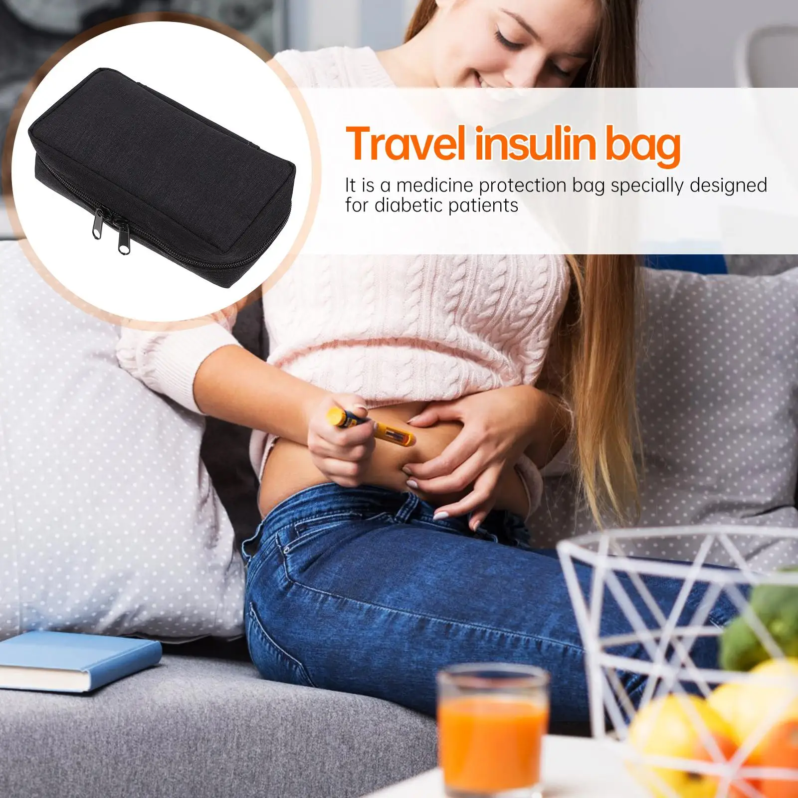 

Insulin Cooler Pack Medicine Bag Insulation Pouch Portable Storage Container for Travel Healthcare Accessory Medication