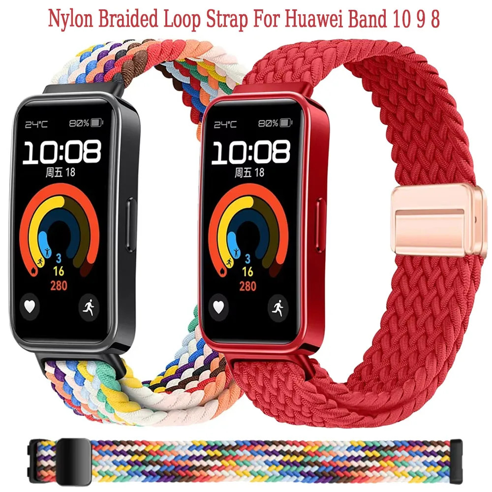 Braided Nylon Loop Strap For Huawei Band 10 9 8 Sports Elastic Comfortable Bracelet Wristband For Huawei Band 8 9 10 Belt Correa
