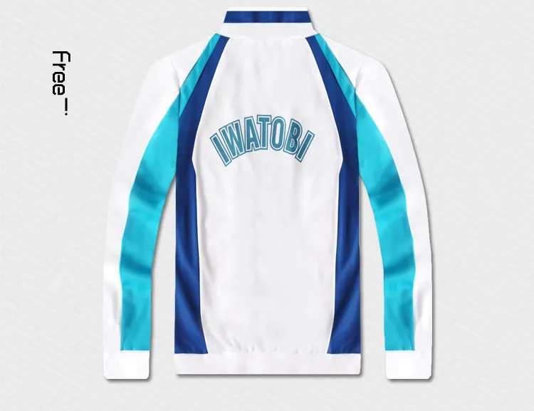 Anime Grátis!! Iwatobi Swim Club Hoodie para homens e mulheres, Haruka Nanase, Traje Cosplay, Casaco, Jaqueta, Ensino Médio, Desgaste Esportivo, Unisex