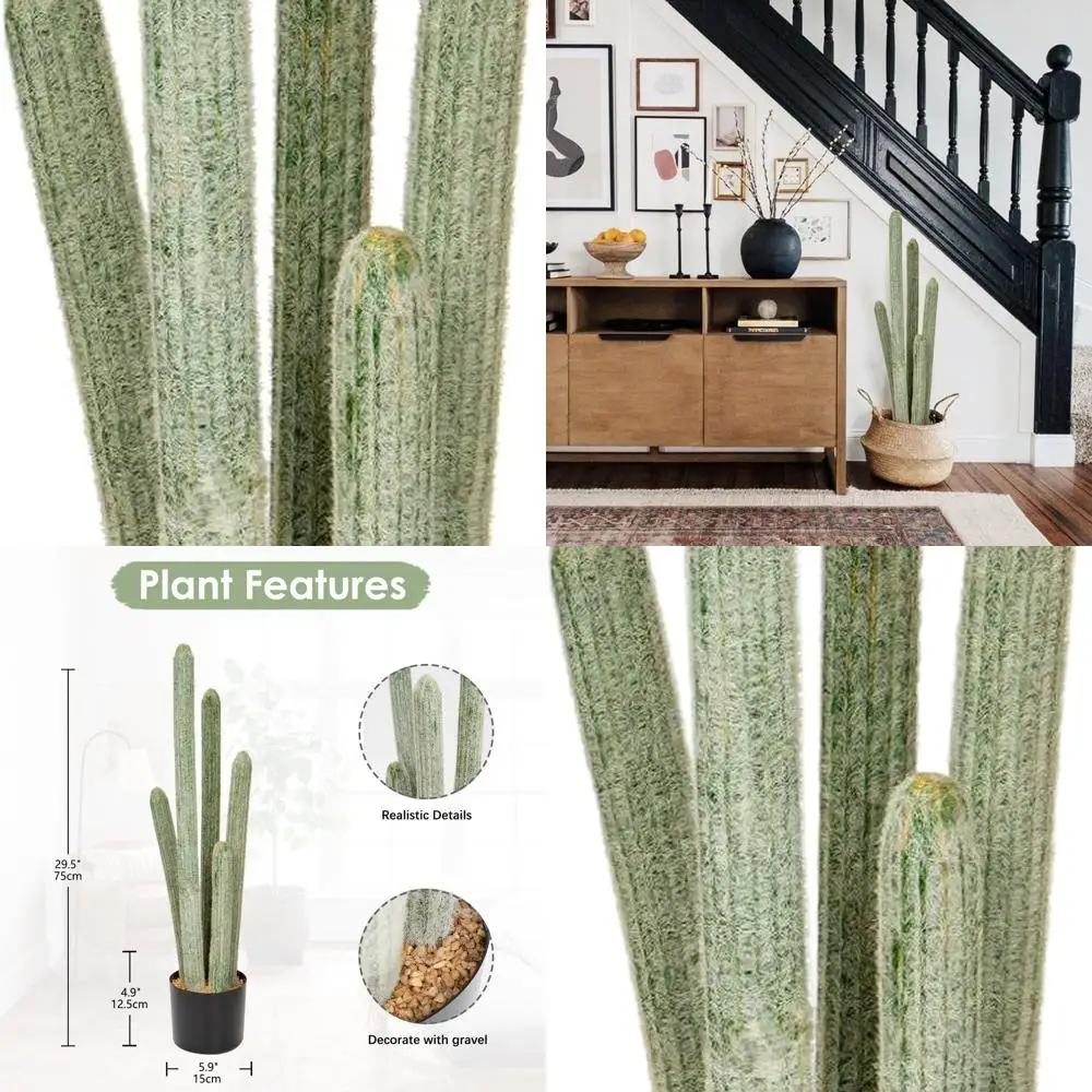 

Large 29.5 Potted Fake Cactus Plant, Old Man Cactus, Artificial Cacti for Home & Office Decor, Housewarming Gift