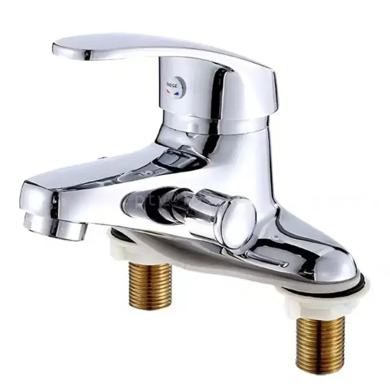 

Zinc Alloy Basin Mixer Tap 2 Hole Single Handle Hot and Cold Water Mixer Tap Modern Bathroom Faucet Easy to Install