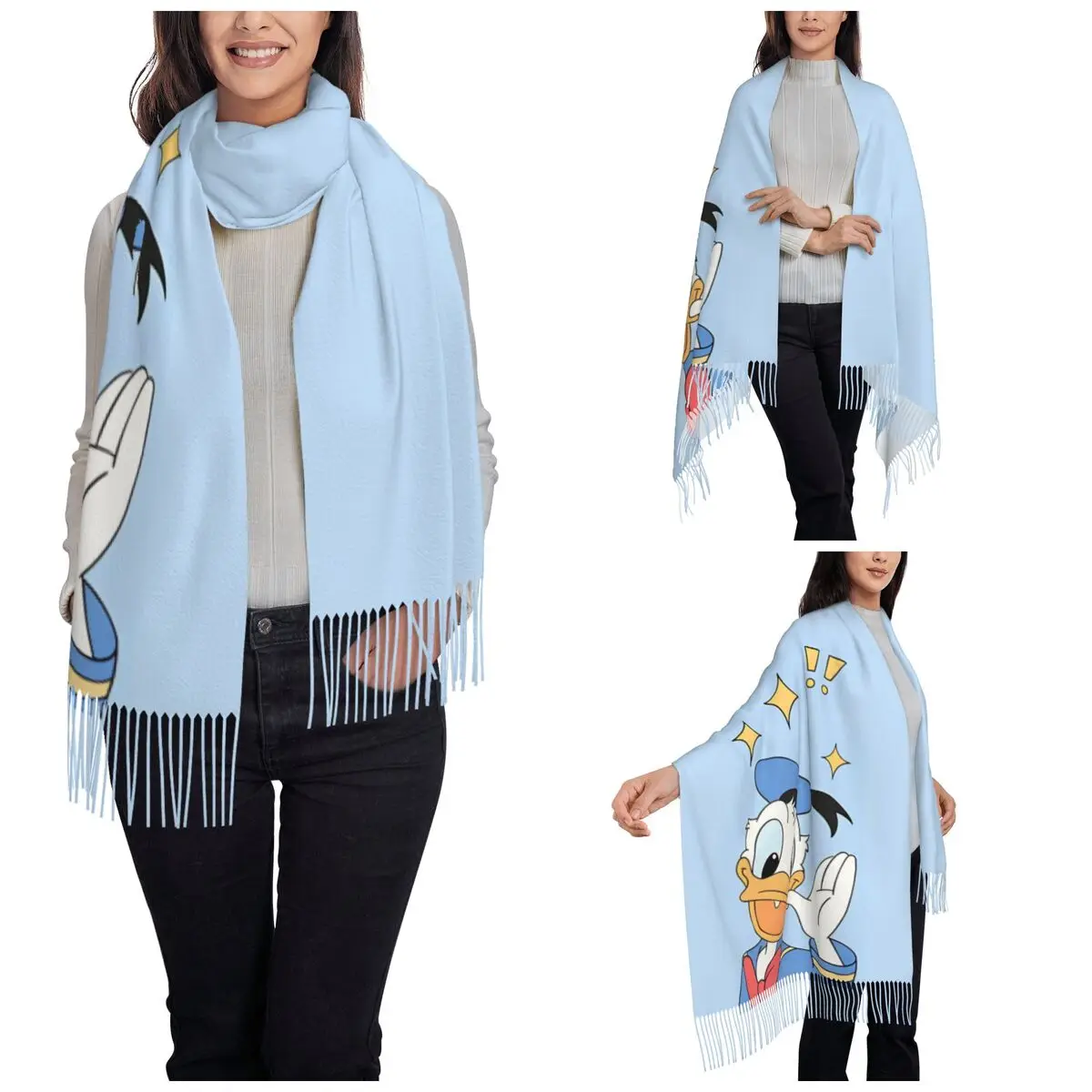 Donald Duck Cartoon Leuke Sjaal voor Dames Herfst Winter Kasjmier Sjaals en Wrap Grote Sjaal Sjaal voor Dagelijks Dragen