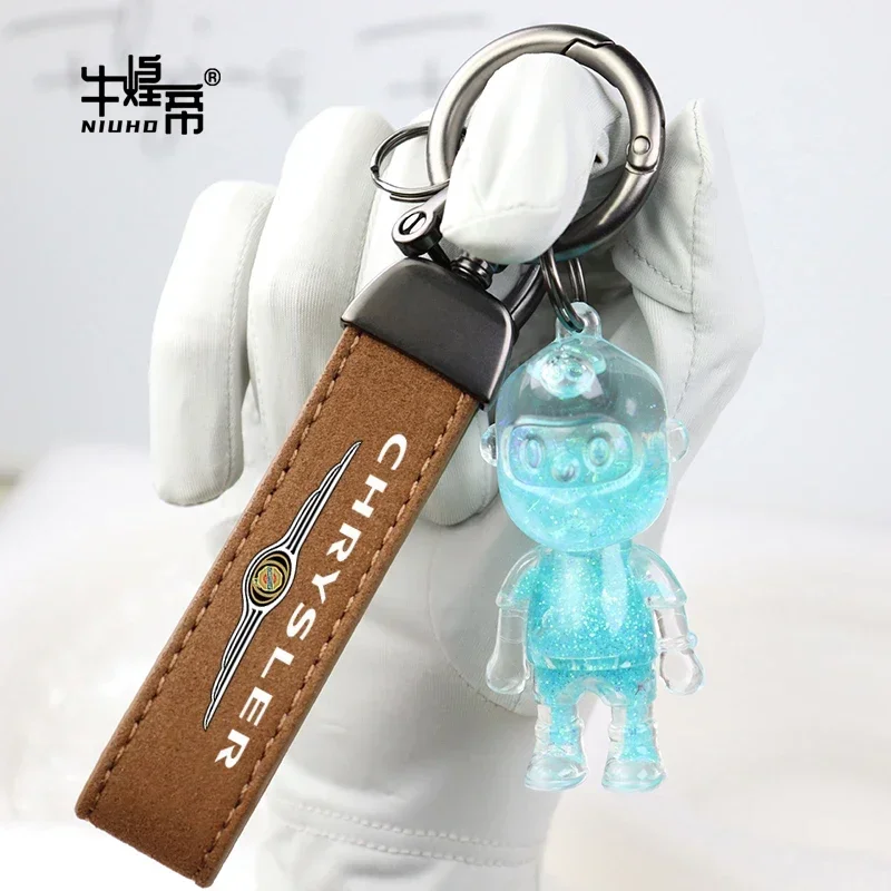 Suede Cartoon Car Keychain Pendant For Chrysler 300c 300 200 200c SRT Pacifica PT Auto Key Rings Anti-loss Protector Accessories