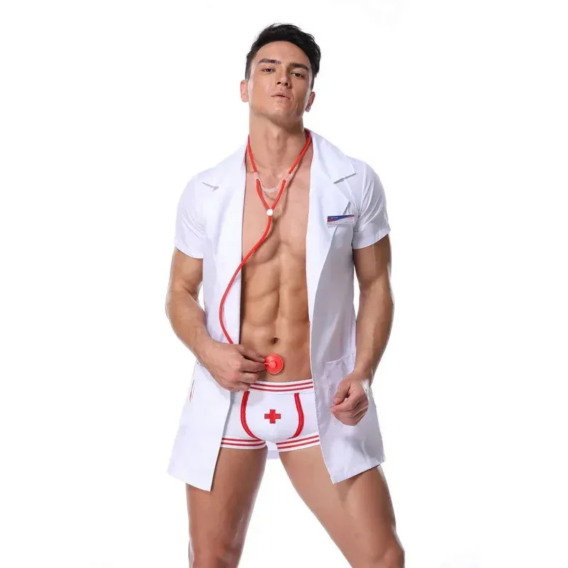 Disfraces de lencería de médico para hombres y adultos, jugadores de rol de Halloween