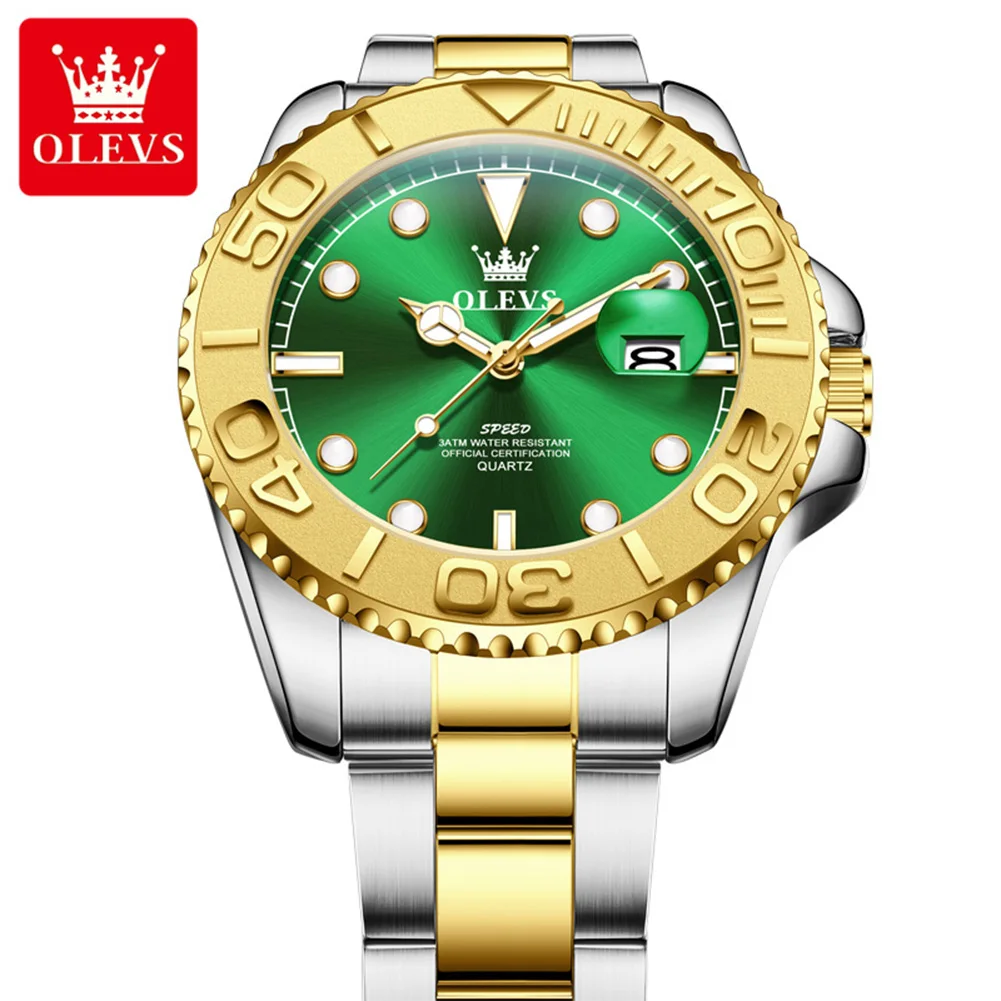 OLEVS Mens Watch Yacht Style Quartz Men's Watch Waterproof Luminous Stainless Steel Business Luxury Wristwatch Reloj Hombre 2720