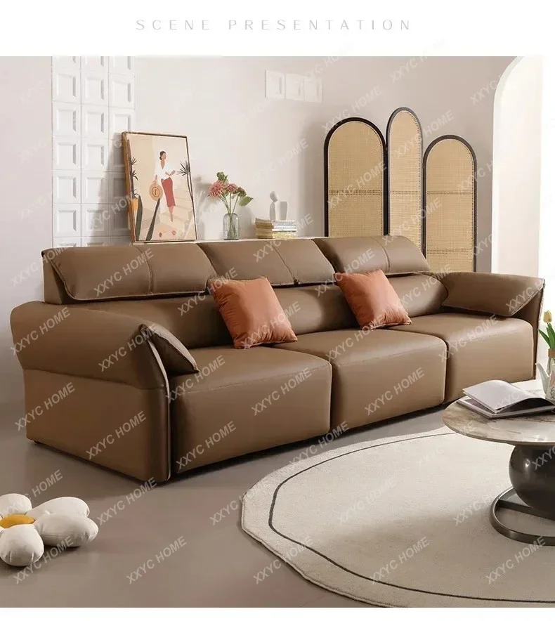AAH Modern And Simple, Electric Function Sofa Bed Dual-purpose Simple Living Room Small Apartment First-layer Cowhide Sofa D96