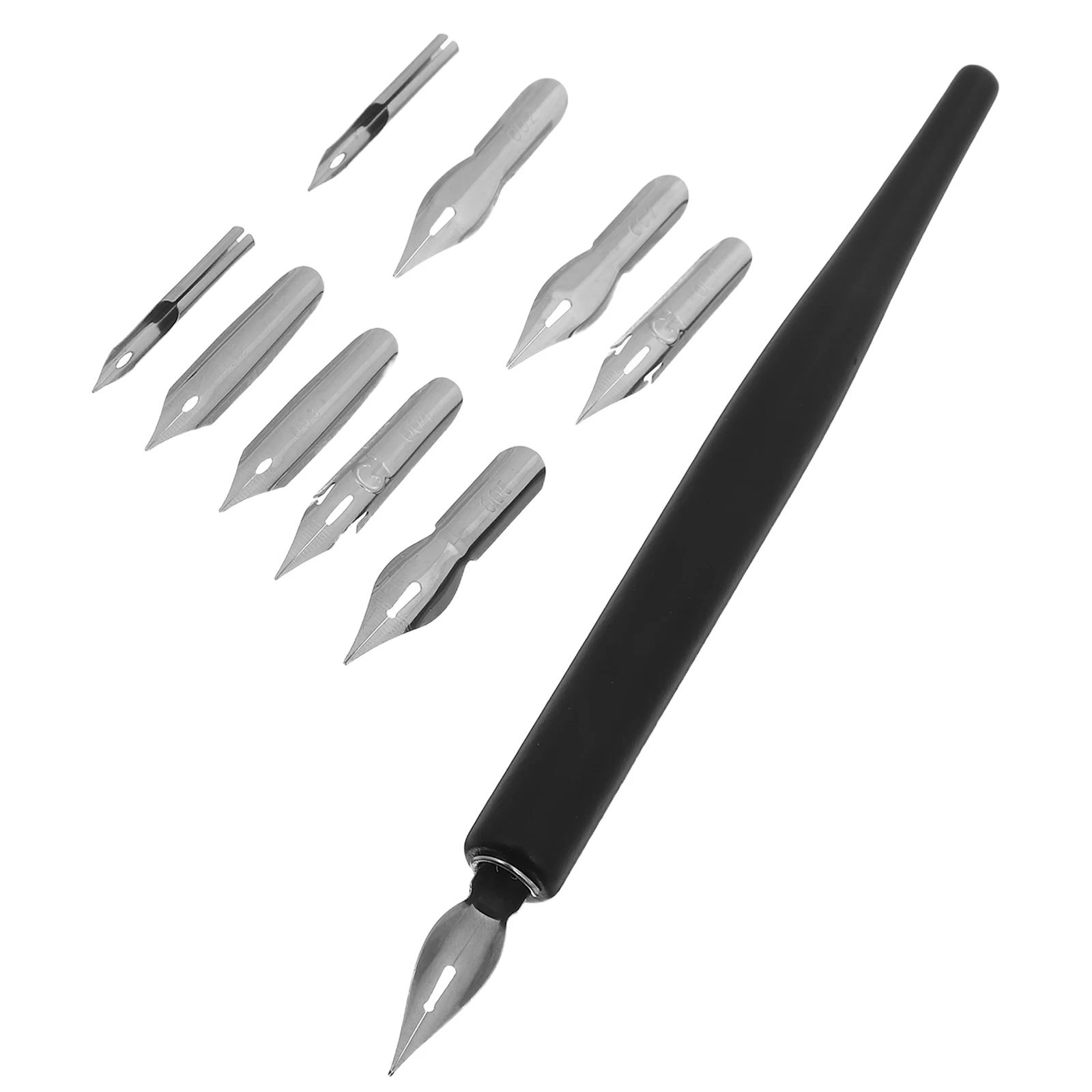 1 conjunto de caneta de mergulho de madeira substituível aço inoxidável dos desenhos animados pontas desenho escrita esboçar assinatura artista suprimentos