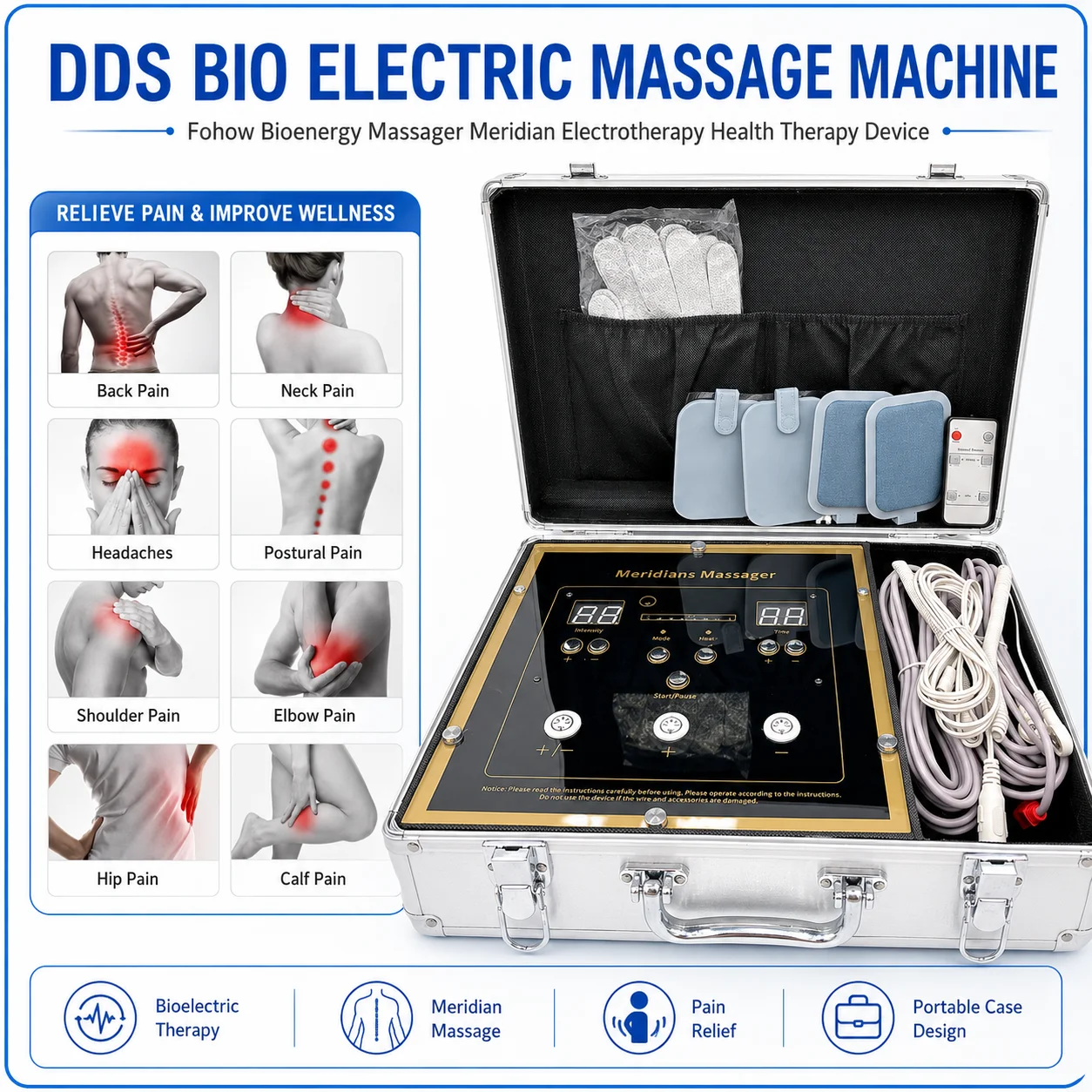 Portability Bioenergy Massage Machine Bioelectric Meridian Dredge Pulse DDS Electric Body Massager Physiotherapy Instrument