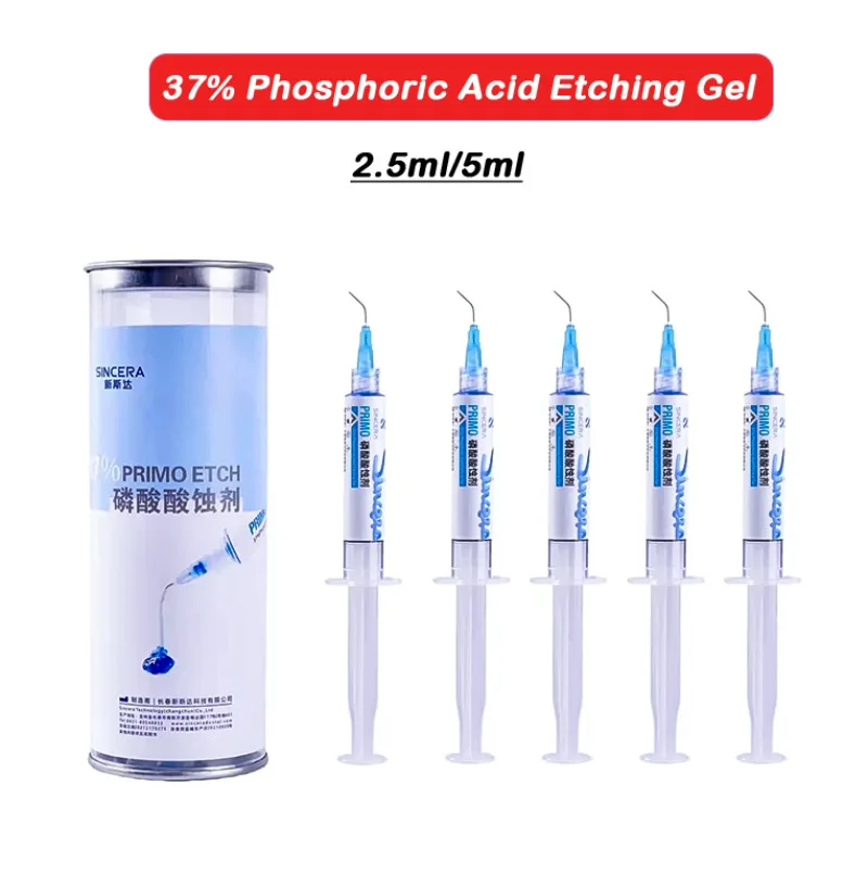 Dental 37% Phosphoric Acid Etching Gel 2.5ml/5ml Oral Repair Materials Whitening Tooth Veneer Acid Etching Agent Material Toosl
