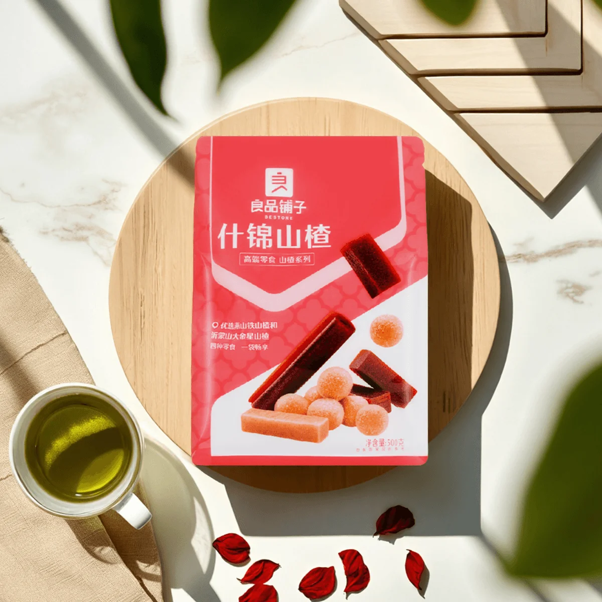 BESTORE Assorted Hawthorn Snacks, Saudáveis e Deliciosos Deleites de Frutas Secas, Cada, 500g, 4 Pacotes