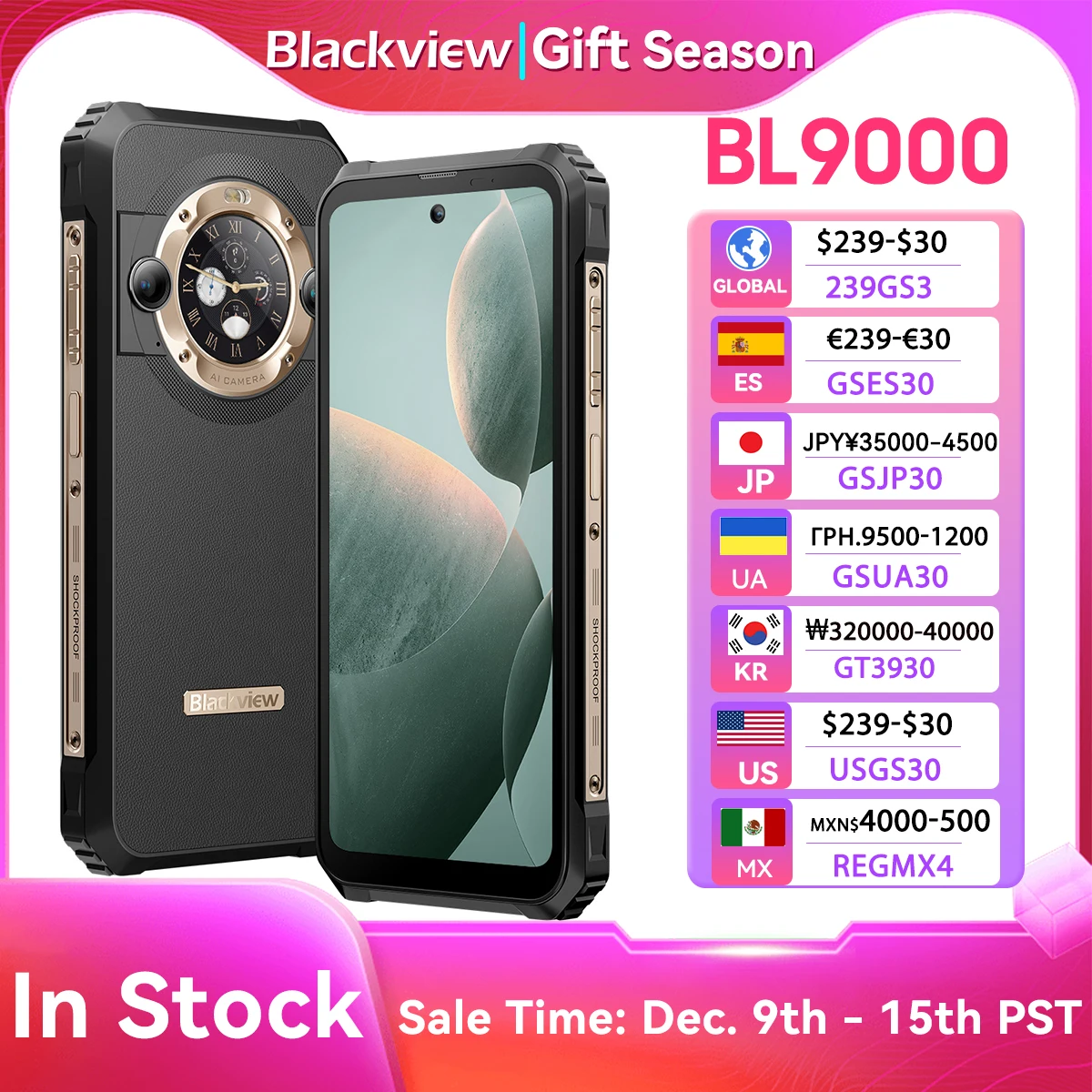 Blackview BL9000 5G 견고한 스마트폰, 6.78 인치 2.4K FHD + 디스플레이 (12 + 12)GB 512GB 휴대폰, 120W, 8800mAh 