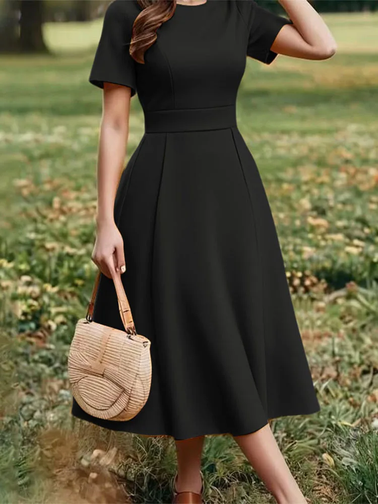 ZANZEA ชุดเดรสขนาดบวกปาร์ตี้สุดหรูผู้หญิงฤดูร้อนแขนสั้นซันเดรสเอวชุดราตรียาวชุดลำลอง 5XL