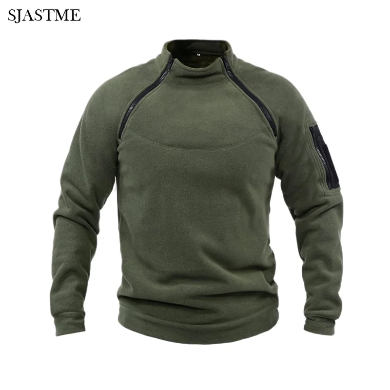 

SJSATME Men Winter Fleece Jacket Parka men's Coat Casual Tactical Army Outwear Thick Warm Bomber Military Jacket Man Clothes