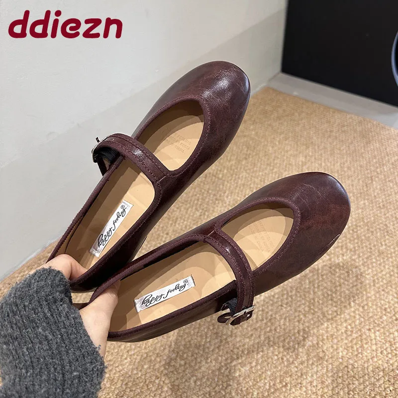 

Female Shallow Footwear Women Flats With Shoes Soft Round Toe Fashion Buckle Strap Mary Janes Ladies Flats Shoes new