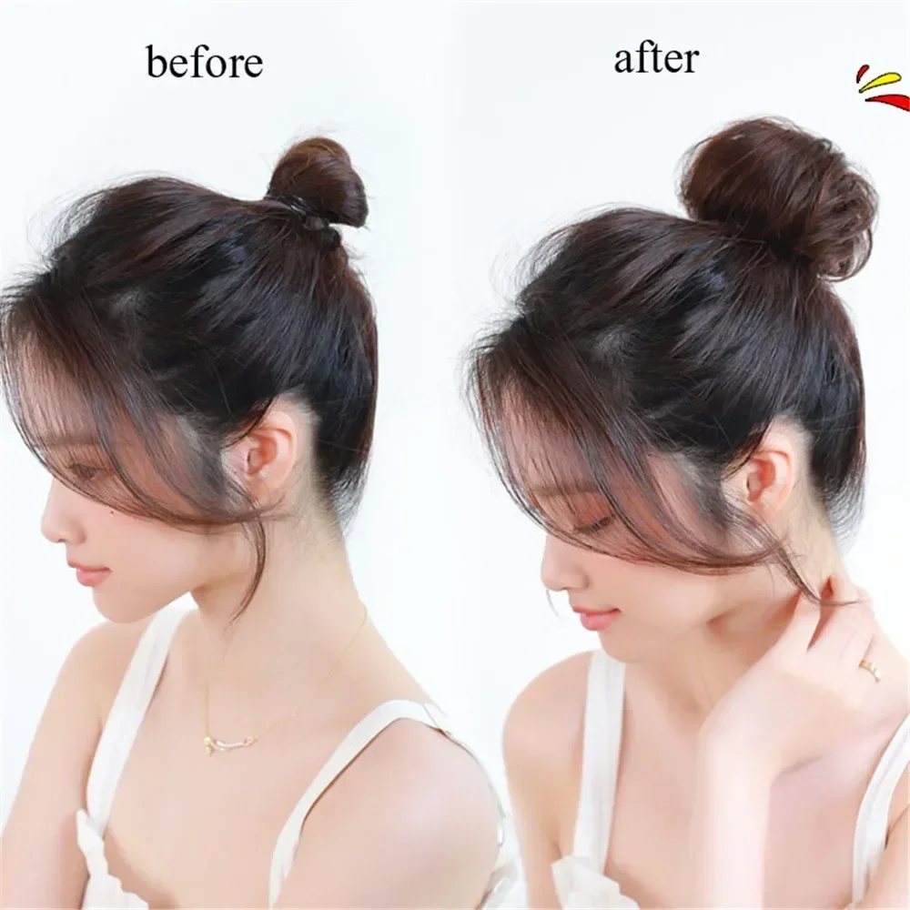 Parrucca sintetica con testa a sfera soffice, stile antico, anello per capelli lisci, ornamento, facile da indossare, parrucchino per persone pigre, per donne, aspetto naturale