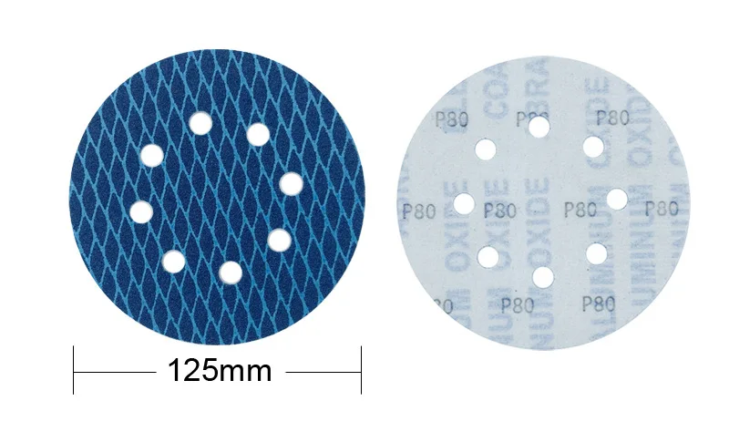 Carta vetrata blu 5 pollici 8 fori diamante asciutto e bagnato indietro carta vetrata in velluto griglia diamantata accessori per utensili in carta vetrata 100 pezzi