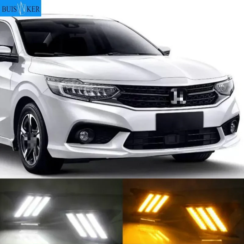 

2pcs LED Daytime Driving Running Light DRL Car Fog Lamp 6000K White Turn Yellow Turn Blue Light For Honda ENVIX 2019