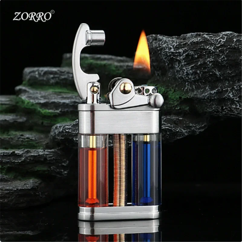 ZORRO Creative Roker Arm Kerosene Lighter Transparent Fuel Tank Portable Retro Grinding Wheel Cigarette Lighter Men's Gift - Image 3