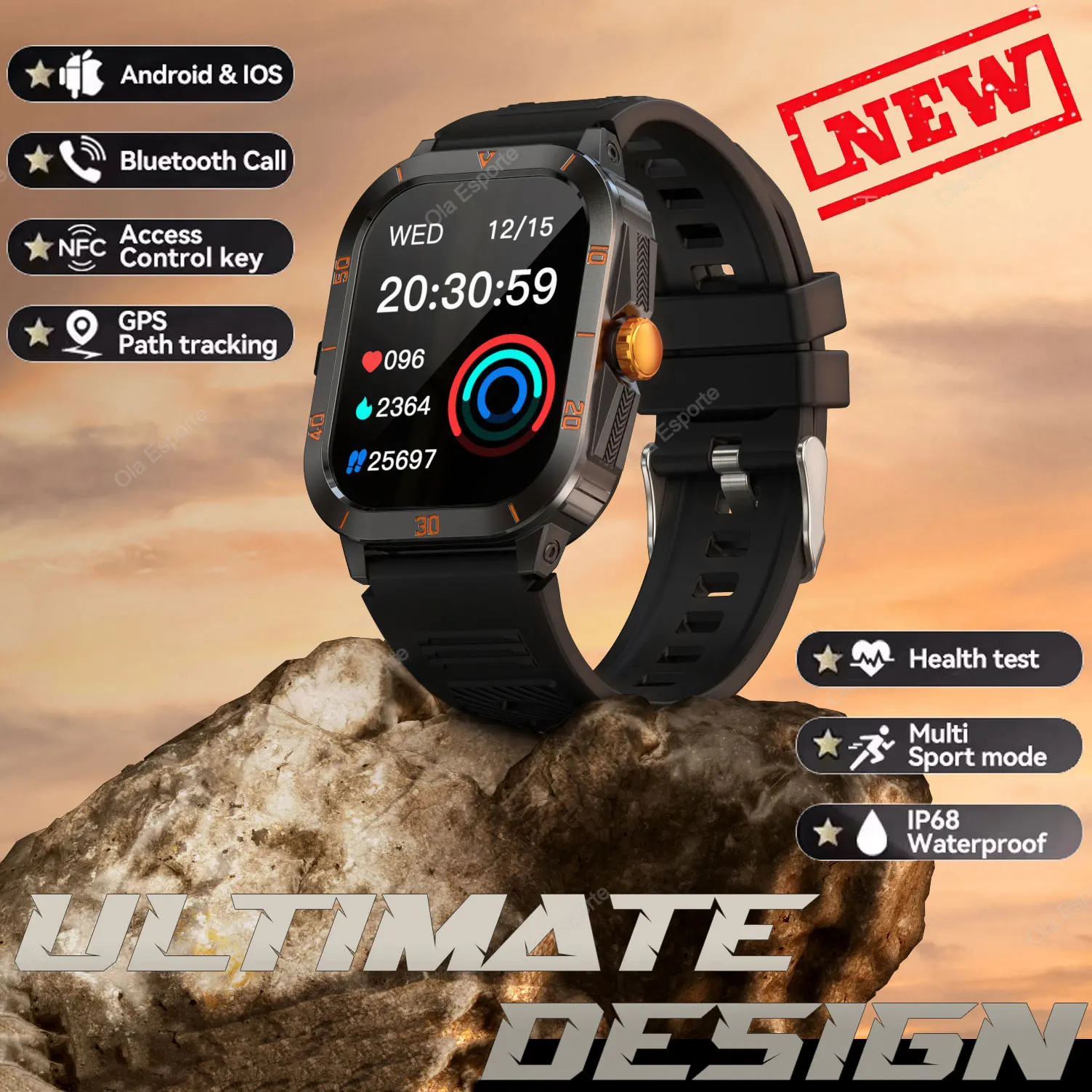 

For huawei Xiaomi Bluetooth Call SmartWatch Men Outdoor Military Sport Fitness Tracker Waterproof Smart Watch for ios huawei