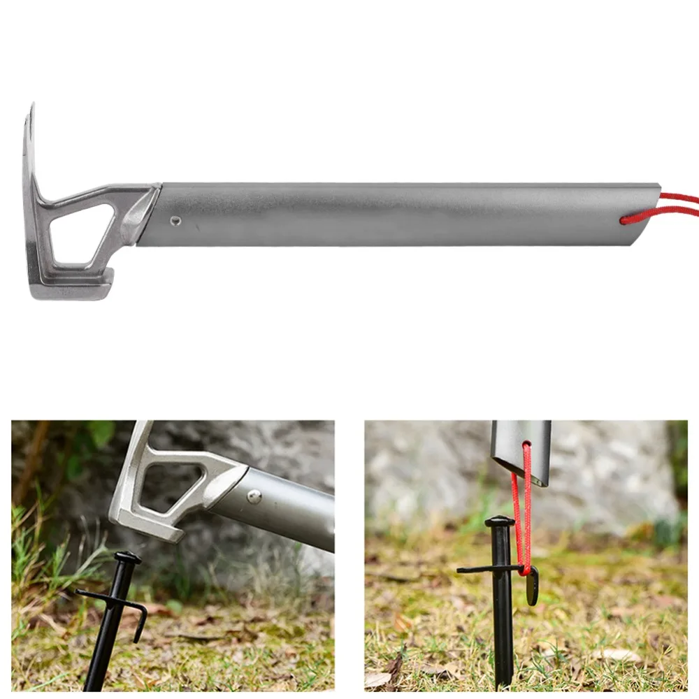 Durable Aluminum Alloy Camping Hammer Heavy Duty Portable Tent Nail Hammer Gray Tent Stake Hammer Hiking view 2