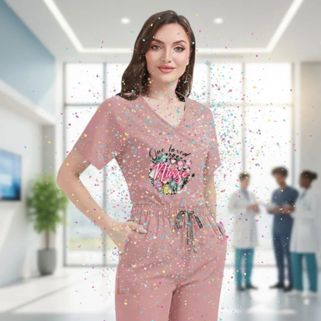 

Женская униформа для медсестер с индивидуальным принтом, на завязках, тонкая, быстросохнущая, с коротким рукавом, для салонов красоты и роддомов