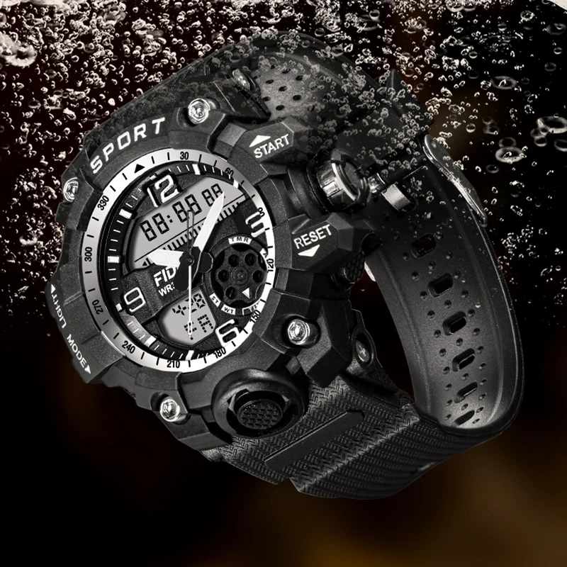 FIDI New Arrival World Time Plastic Soft Strap Classic Digital Sport Trendy Watch Electronic Chrono Watch FD123