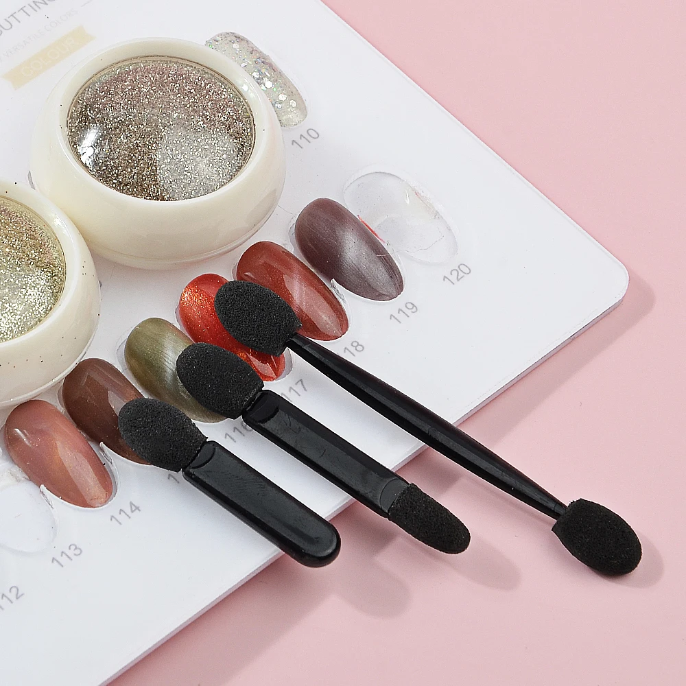 20Pcs/Lot Nail Powder Brushes Sponge Glitter Picking Disposable Double Sided Eyeshadow Applicators Brush nail accessories