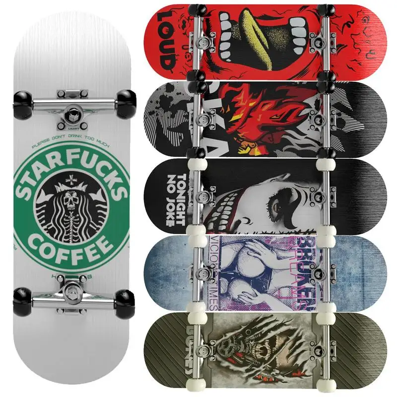 Print Professional Alloy Stand FingerBoard Skateboard Mini Finger Boards Skate Truck Finger Skateboard For Kid Toy Children Gift