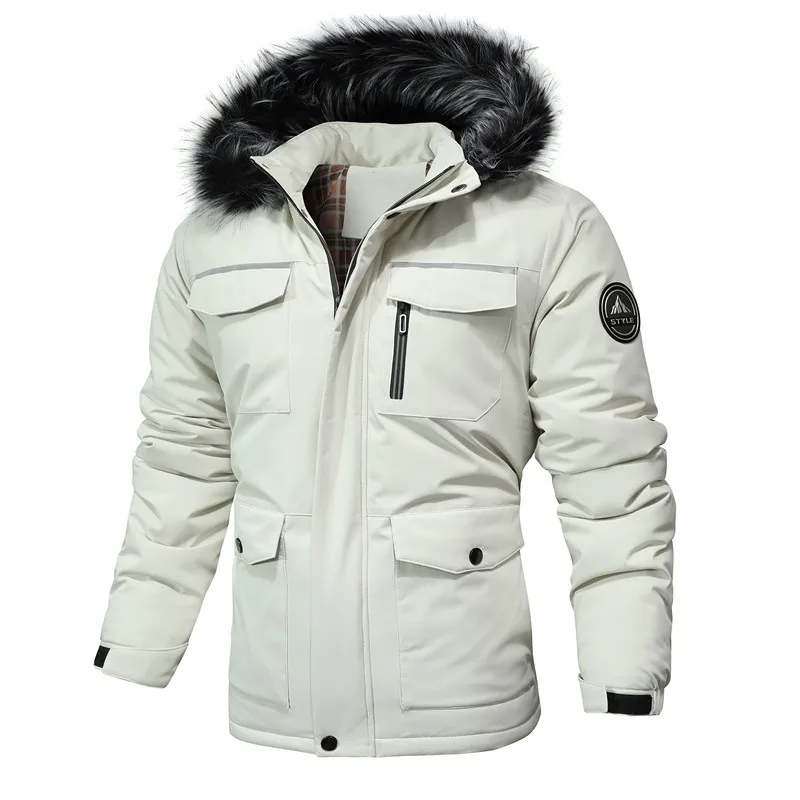 Nuovi uomini invernali collo di pelliccia con cappuccio parka caldi piumini in pile maschile di alta qualità cappotti più spessi Hombre giacche Casual taglia 4XL