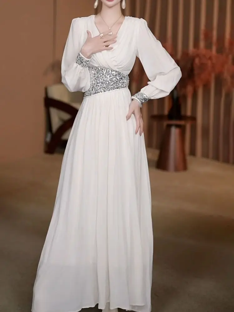 ‌ فستان أنيق مزين بالترتر لربيع 2025 - ملابس المنتجع، فستان متوسط الطول للتخسيس، ملابس فاخرة للإجازات، فستان أنيق لامع لحفلات الشاطئ