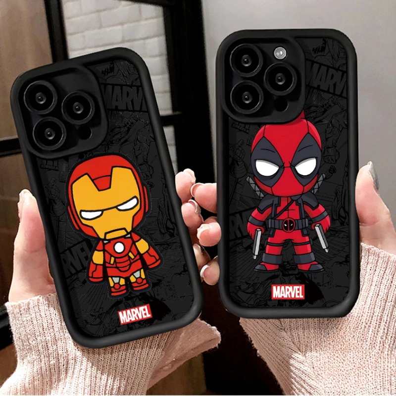 Marvel Deadpool Spiderman Silicone Phone Case for iPhone 15 Pro Max 14 Max 13 ProMax 12 11 X XS XR 7 8 Plus SE 2020 Back Cover