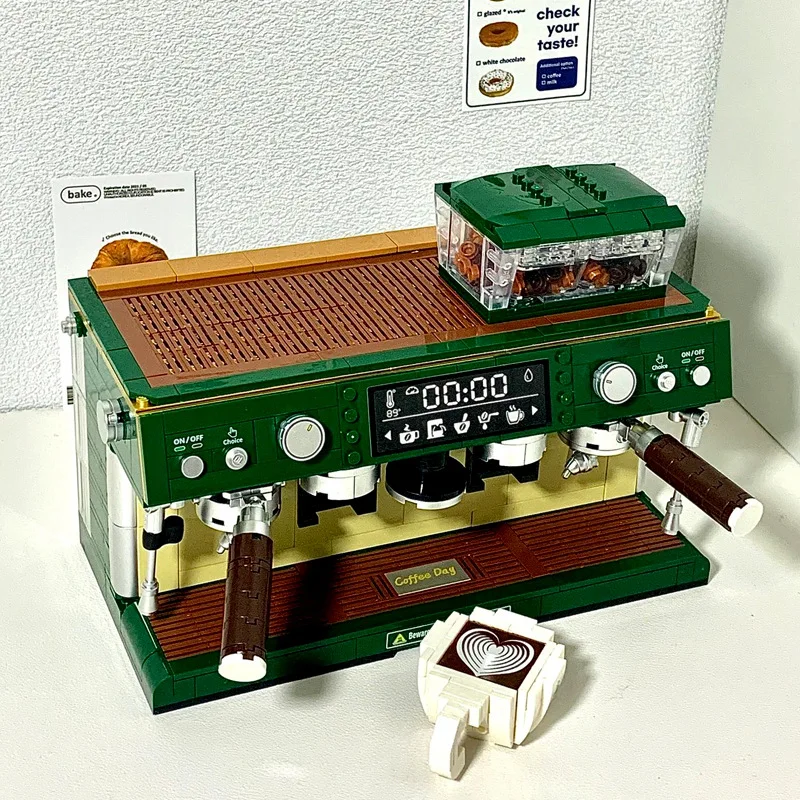 

Классическая кофемашина, строительный блок, мини-кофеварка в сборе, головоломка, кирпичная модель, украшение для рабочего стола, коллекция игрушек для детей и взрослых