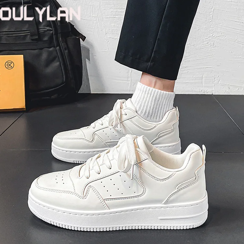 

Oulylan Men Fashionable All-Matching White Sneakers Fashion Luxury Designer Board Shoes High-end Genuine Leather Sports Shoes