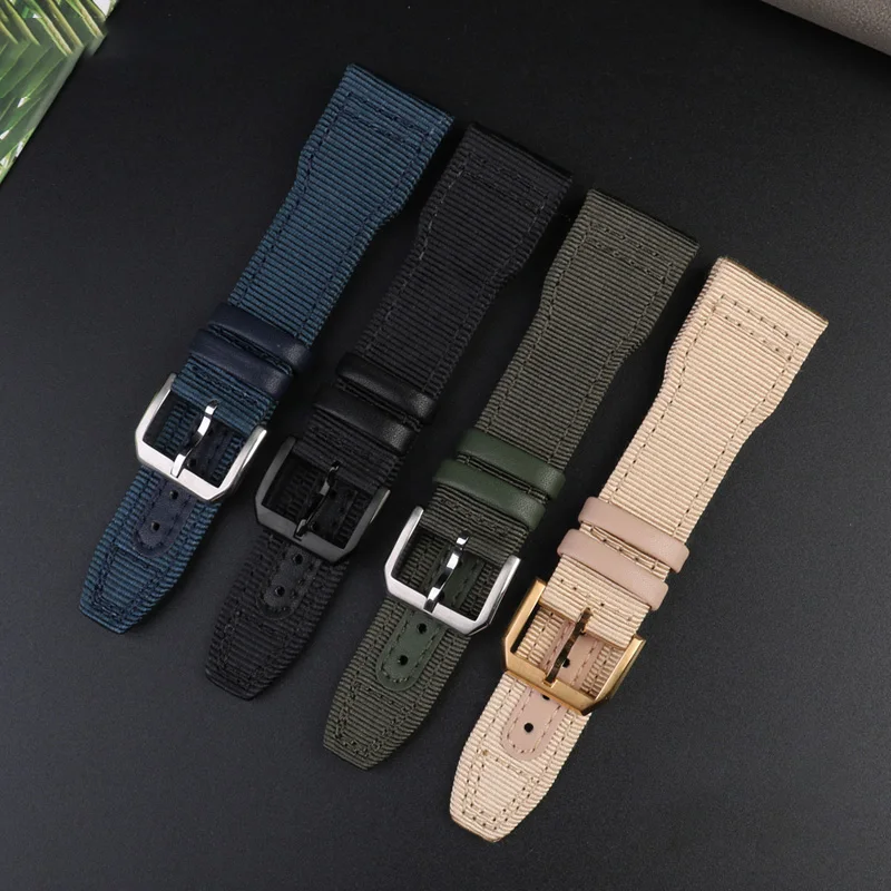 Nylon Watchband For IWC Universal Pilot Mark 18 Spitfire Fighter Portugal Series Canvas Watch Strap 20mm 21mm 22mm  Bracelet