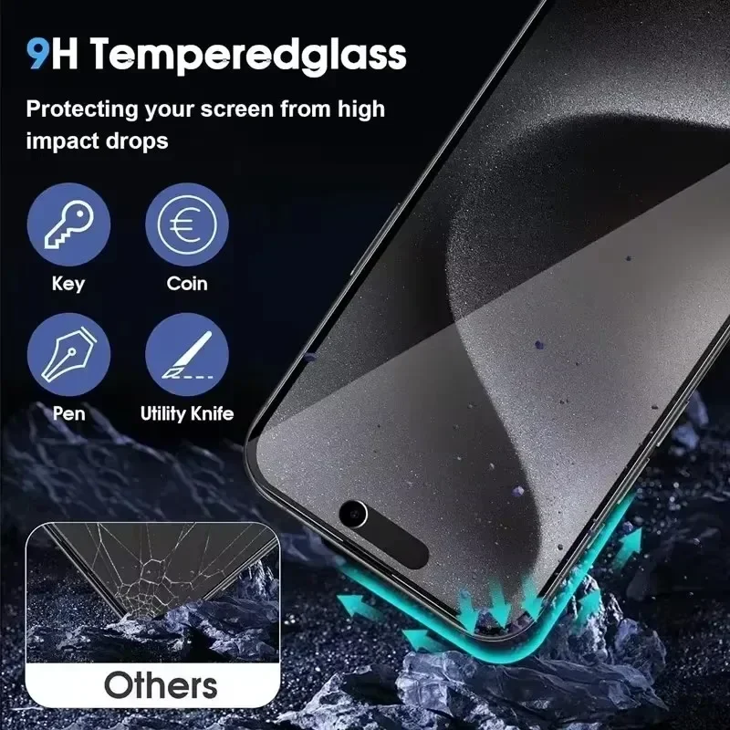 Protector de Pantalla de Privacidad de Cobertura Completa para iPhone 11 12 13 14 15 Pro Max 8 Plus Mejor Vidrio Anti-Espía 8K para iPhone 16 PRO XR XS MAX 3