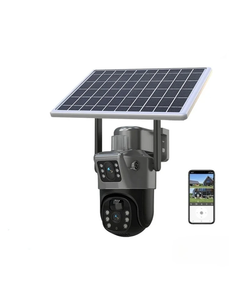 HD Night Vision Solar-Powered Surveillance Camera, Outdoor 360° Panoramic, Remote Intercom via Mobile Phone