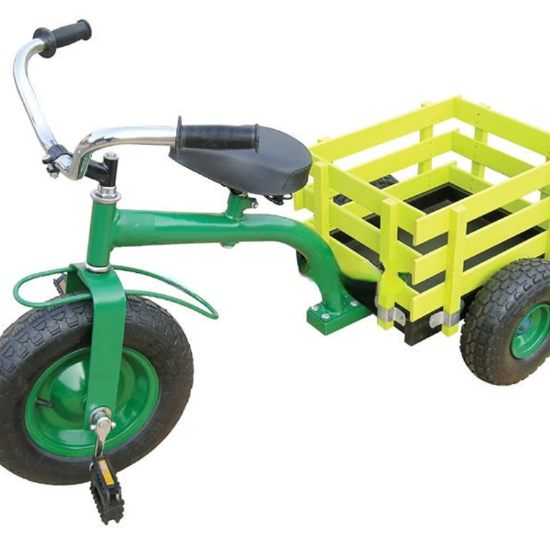 

three-wheel tricycle kids wagon wooden bucket tool cart