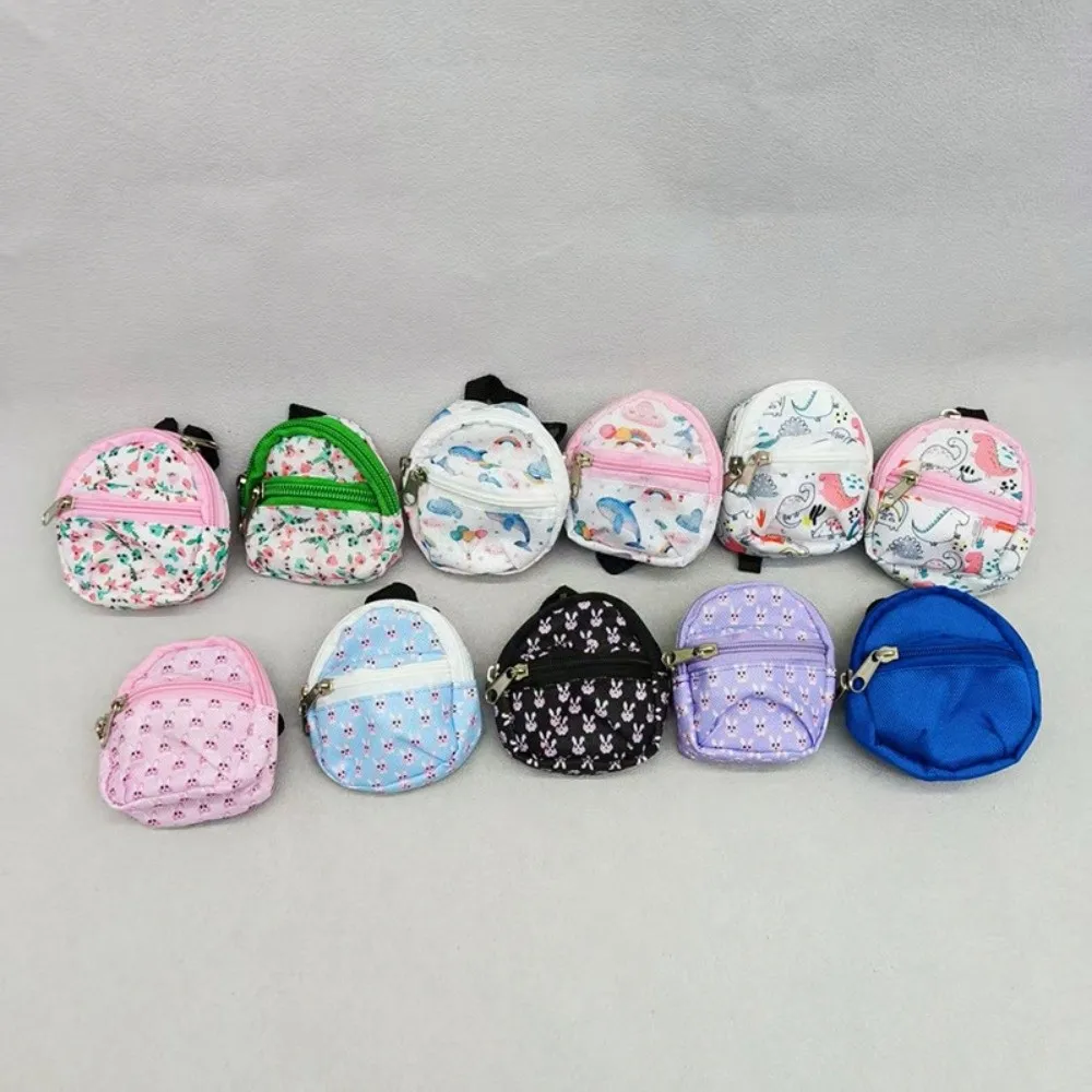 Double Layer Zipper Backpack Cute Flower Design Cotton Material BJD Backpack Hand-made Craft 8*7cm Size Canvas Backpack