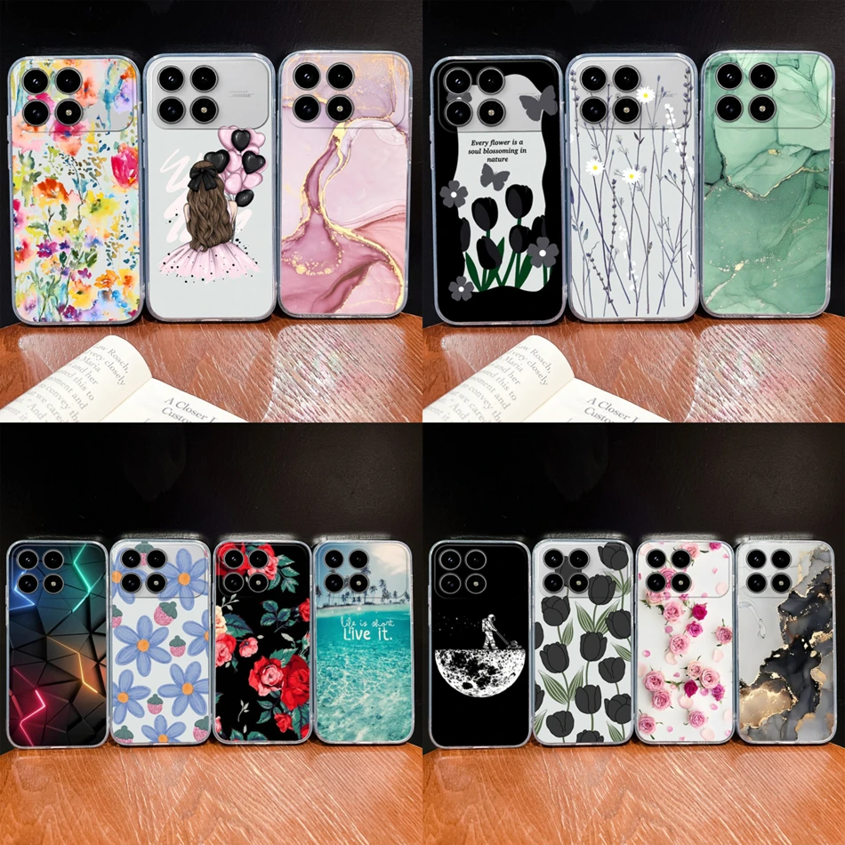 ل Xiaomi Poco F8 Pro جراب هاتف الجمال الزهور لينة سليم بولي TPU غطاء سيليكون شفاف ل Poco F 8 Pro الإسكان خفيفة الوزن