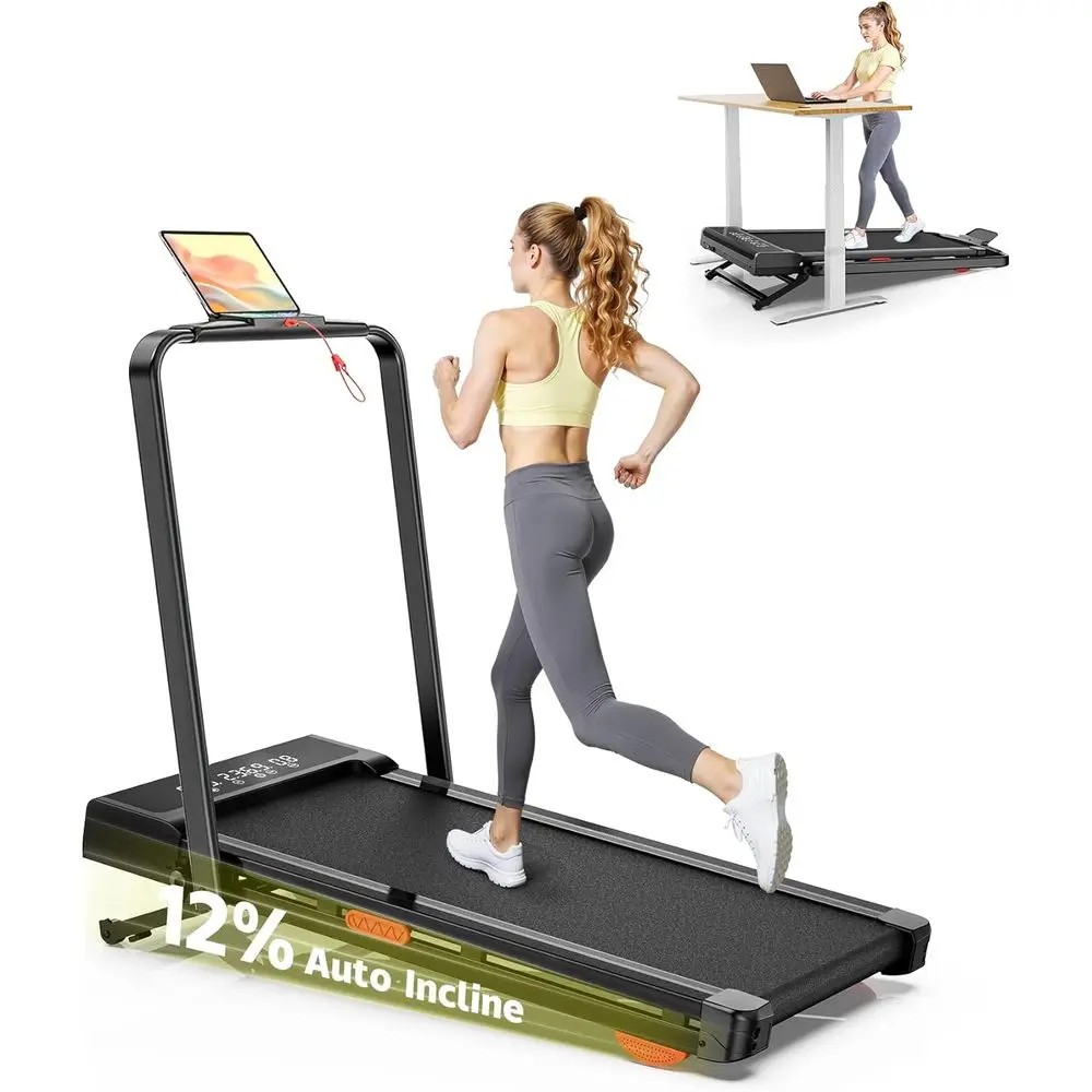 

Compact Under Desk Treadmill with Incline, Portable Walking Pad for Home or Office, 300+ LB Capacity, LED Display, Remote Contro