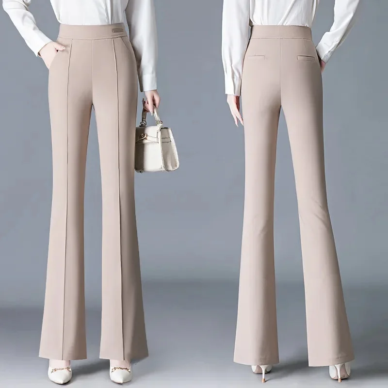 

2025 Ladies Fashion Large Size 4XL Trumpet Pants Summer Femme High Waist Casual Trousers Korean Women Solid Color Thin Pantalons