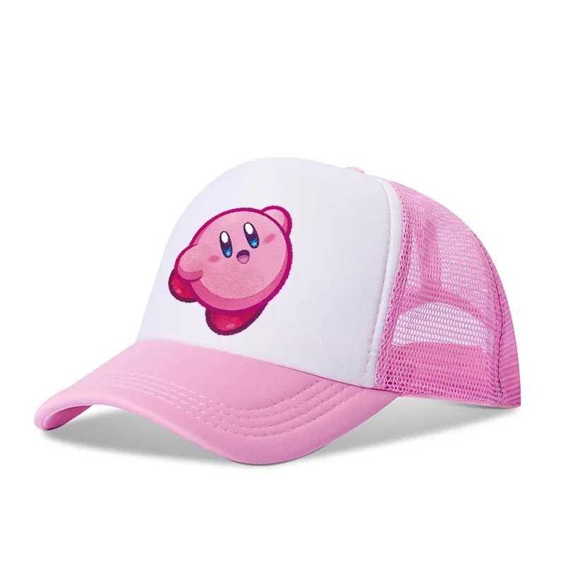 Kirbys boné de beisebol bonito anime chapéu de pico para crianças adulto verão respirável guarda-sol bonés moda casual acessórios meninas presente