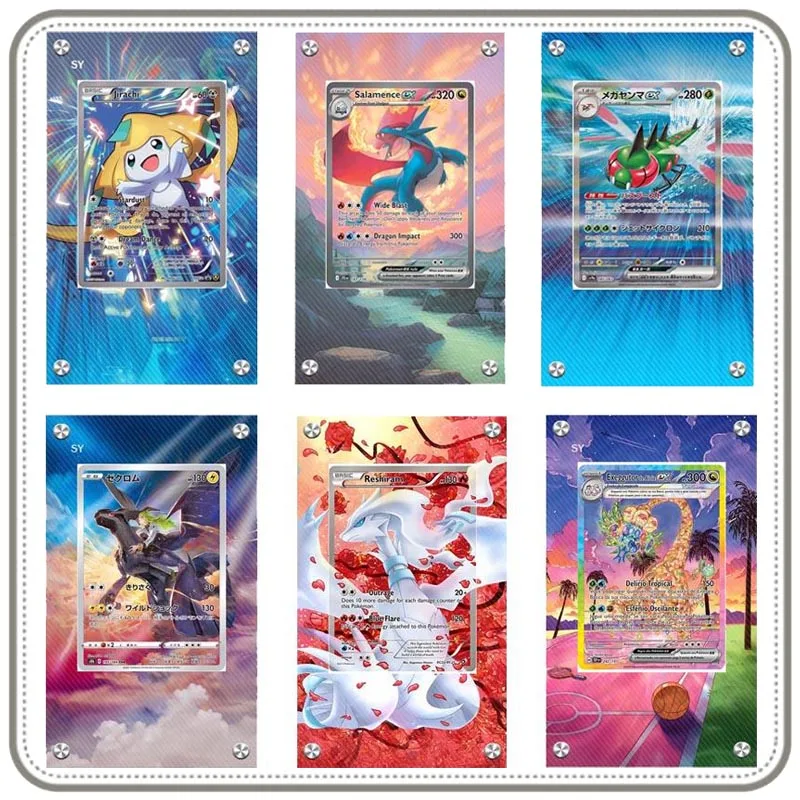 exibicao-de-arte-para-cartao-pokemon-zekrom-ruiram-salamencia-yanmega-acrilico-preso-tijolo-estendido-cartao-arte-exibicao-caso-15x9cm