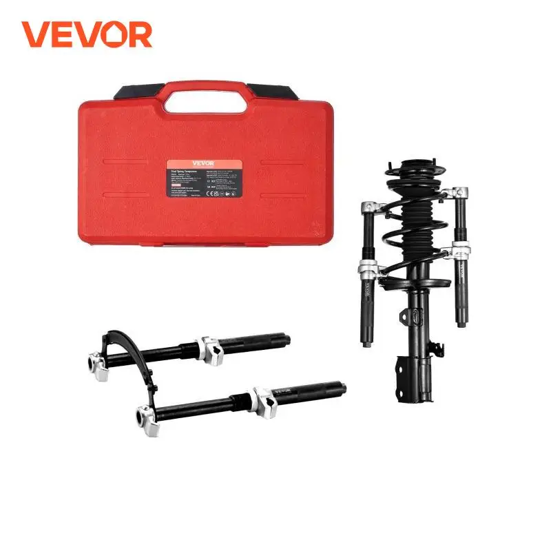 VEVOR Kit de Compresor del Resorte de Amortiguador 1,2 T Carrera 280 mm Tensor de Resorte de Acero 1 Par con Caja de Herramientas y Soporte de
