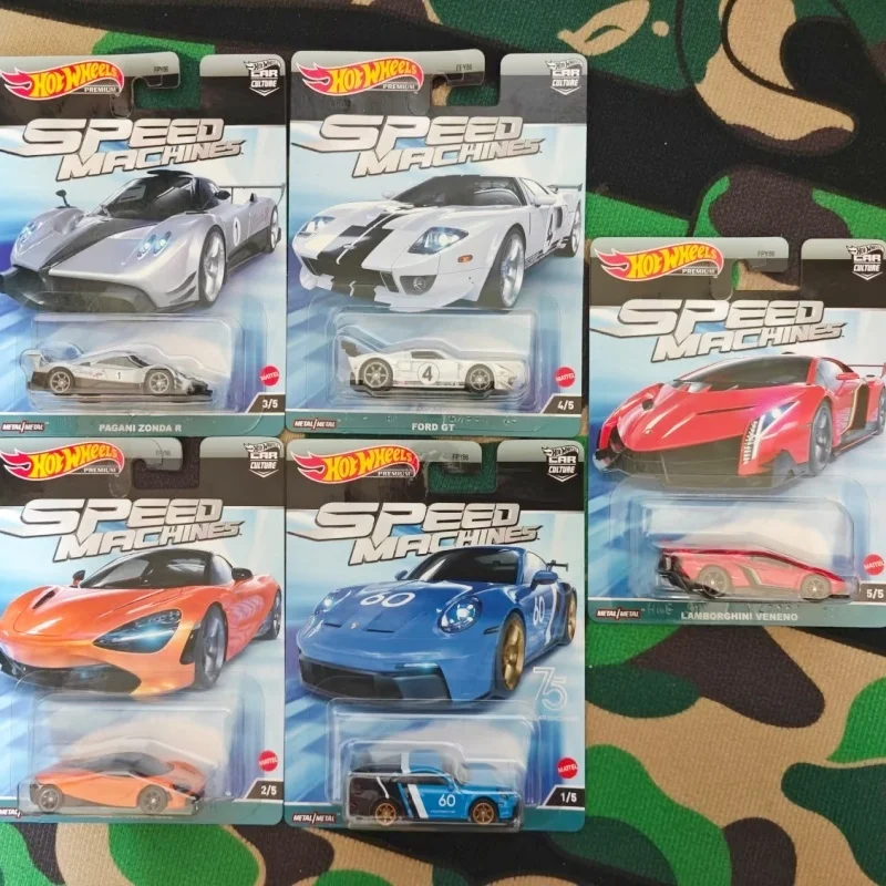 

Hot Wheels Premium Car Culture Speed Machines FPY86 Set Porsche Lamborghini Pagani Diecast Metal Car Models For Auto Collectors
